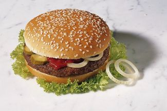 Broodje Vegetarische Hamburger Met Uienrelish